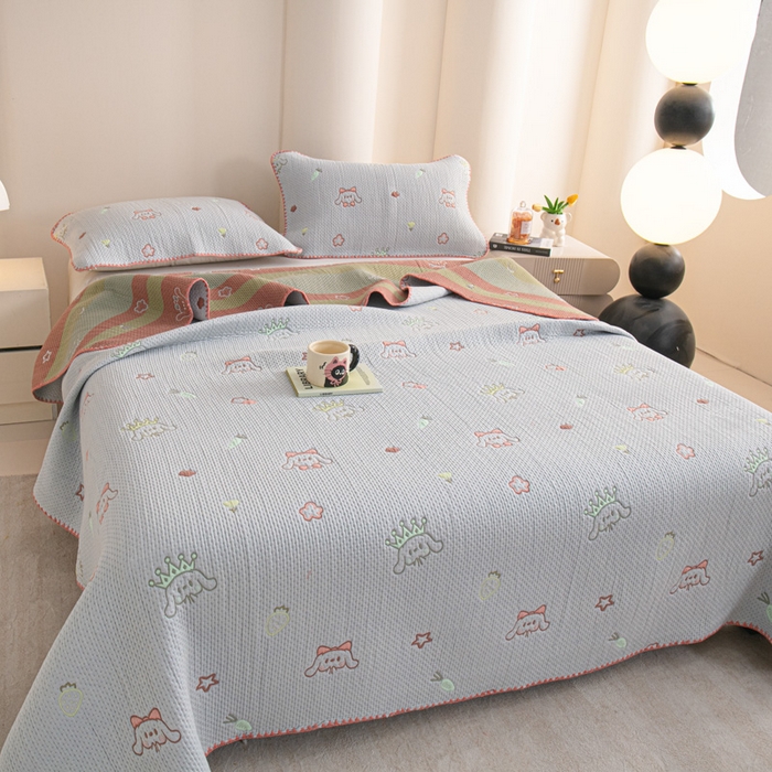 91家纺网 家纺一手货源 找家纺 手艺人2025新款A类宝宝四季全棉提花双面可铺盖床盖榻榻米炕盖炕垫盖毯AC01-AC10 AC09灰