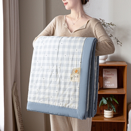 2025新款全棉双层纱棉花被夏凉被纯棉夏被被子被芯 伯克利-蓝