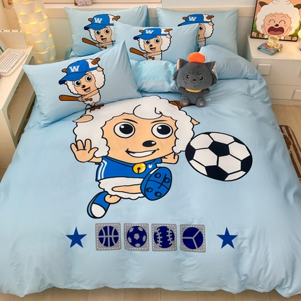 金爱家 2025新款纯棉数码印花系列四件套 足球小子
