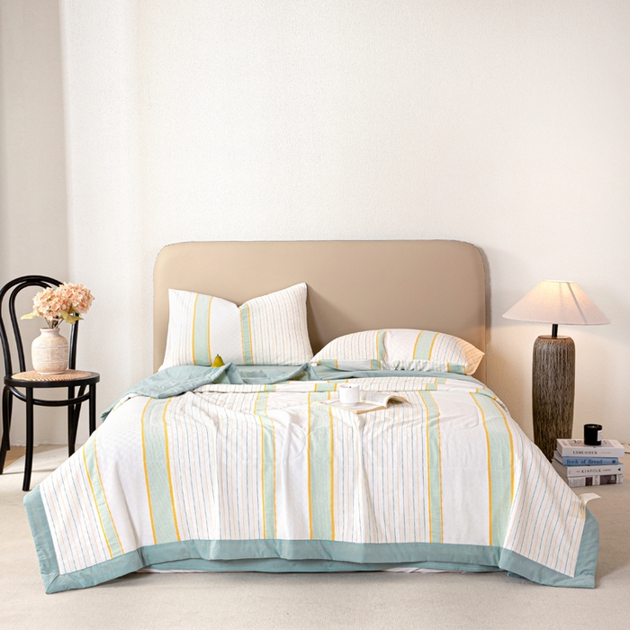 91家纺网 家纺一手货源 找家纺 2025新款全棉水洗棉提花100%棉花被夏凉被纯棉夏被被子被芯 简凝-湖兰