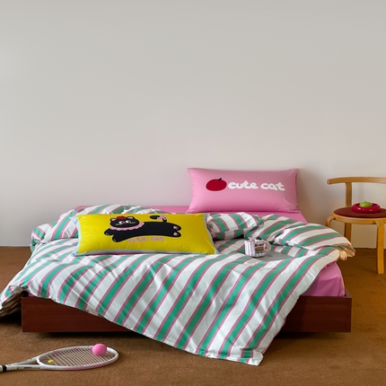 觅糖2025年全棉双数码枕套卡通印花混搭系列 宠爱猫咪