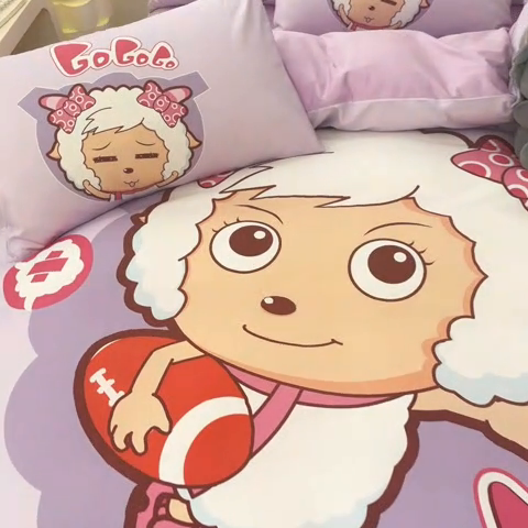 91家纺网 家纺一手货源 找家纺 金爱家 2025新款纯棉数码印花系列四件套 运动精灵