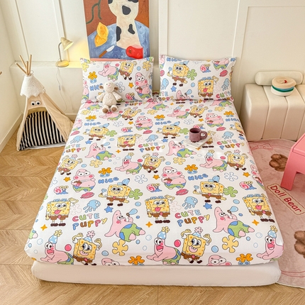 91家纺网 家纺一手货源 找家纺 （总）温眠 2025新款A类亲肤水洗棉可爱卡通印花床笠