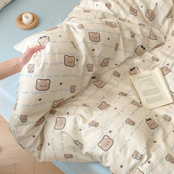 91家纺网 家纺一手货源 找家纺 2025新款A类母婴级有氧全棉纯棉双层纱纯棉印花四件套 场景一 海盐波波