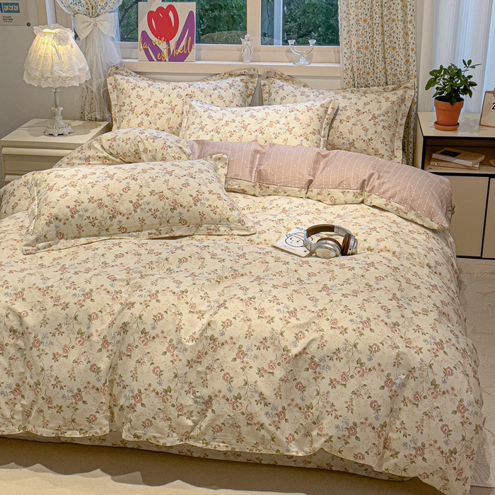 91家纺网 家纺一手货源 找家纺 2025春夏新款全棉花卉系列印花单被套 露丝