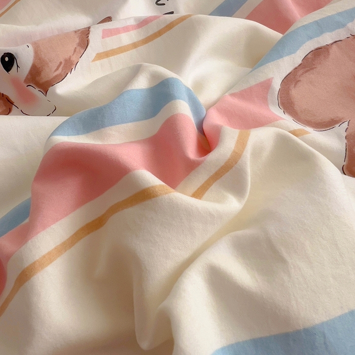 91家纺网 家纺一手货源 找家纺 春光里 2025新款水洗棉印花系列四件套 小兔软团