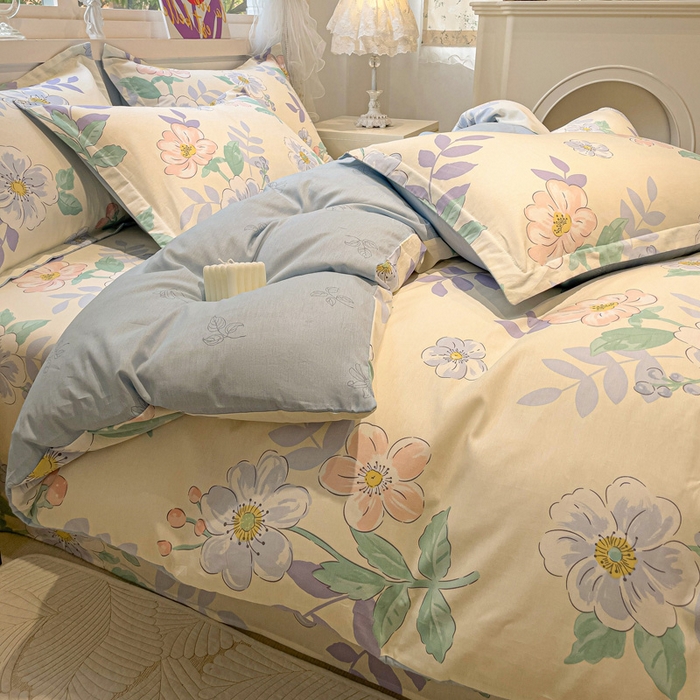 91家纺网 家纺一手货源 找家纺 2025春夏新款全棉花卉系列印花单被套 花漾星辰