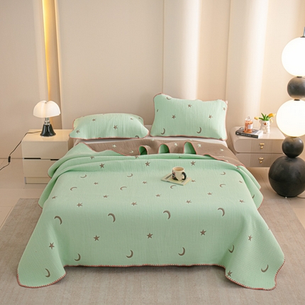 手艺人2025新款A类宝宝四季全棉提花双面可铺盖床盖榻榻米炕盖炕垫盖毯AC01-AC10 AC02绿