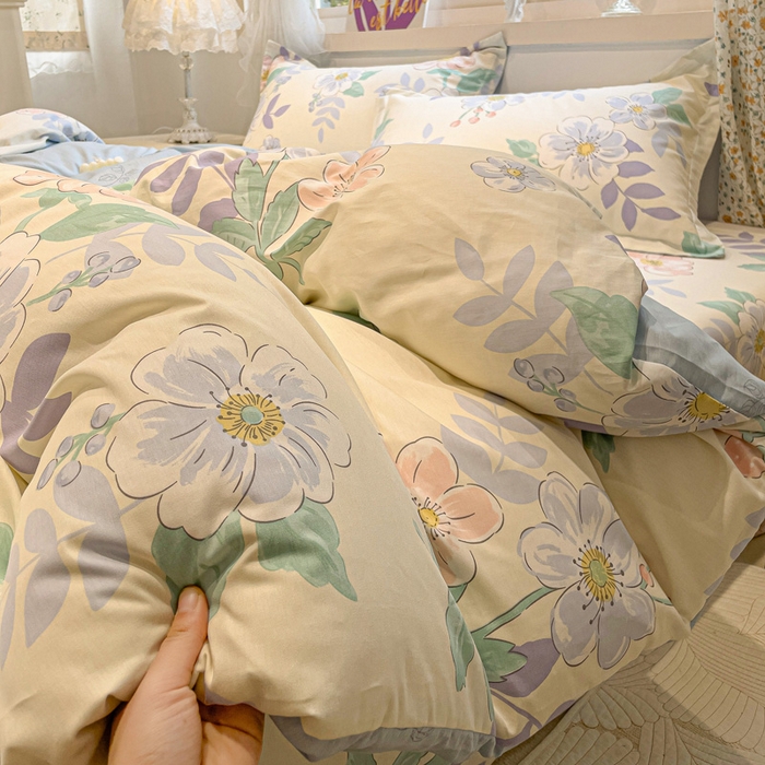 91家纺网 家纺一手货源 找家纺 2025春夏新款全棉花卉系列印花单被套 花漾星辰