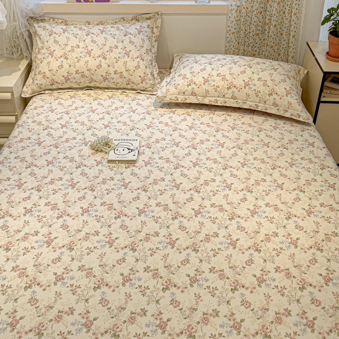 91家纺网 家纺一手货源 找家纺 2025春夏新款全棉花卉系列印花单床笠 露丝