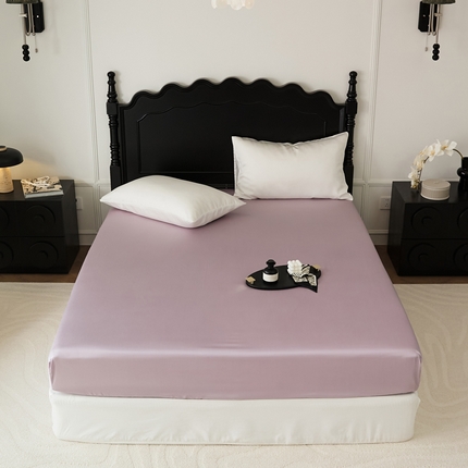 EH家居 2025春夏天丝纯色单床笠 雪青紫