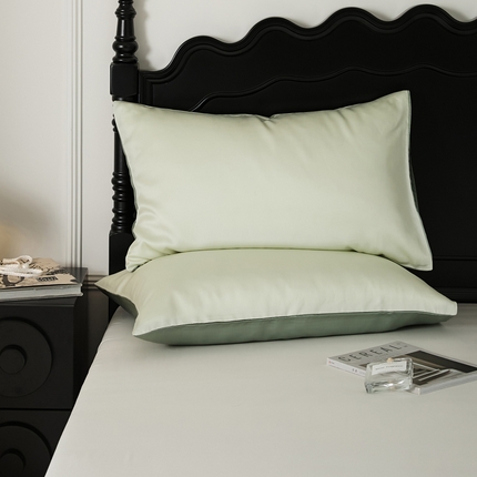 EH家居 2025春夏天丝纯色单枕套 薄荷奶绿+格林绿