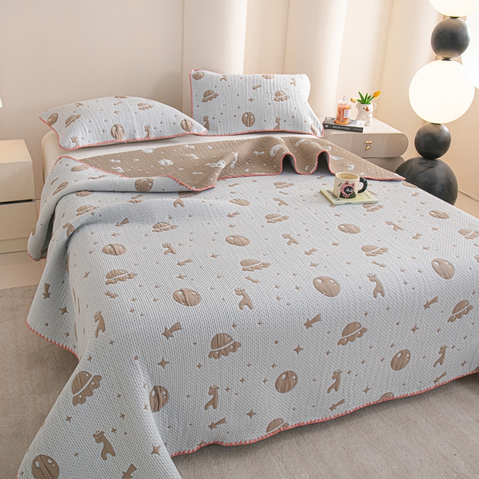 91家纺网 家纺一手货源 找家纺 手艺人2025新款A类宝宝四季全棉提花双面可铺盖床盖榻榻米炕盖炕垫盖毯AC01-AC10 AC07灰