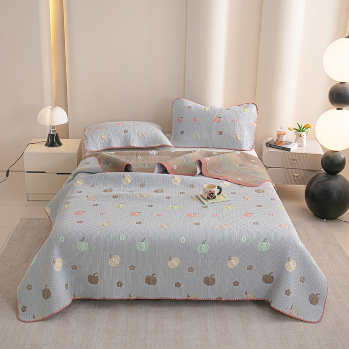 91家纺网 家纺一手货源 找家纺 手艺人2025新款A类宝宝四季全棉提花双面可铺盖床盖榻榻米炕盖炕垫盖毯AC01-AC10 AC08灰