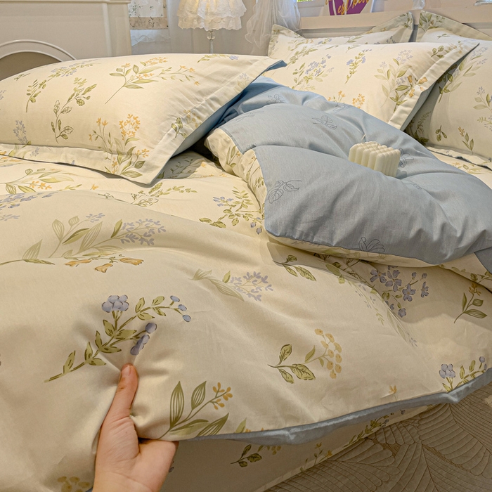 91家纺网 家纺一手货源 找家纺 2025春夏新款全棉花卉系列印花单被套 沁园春