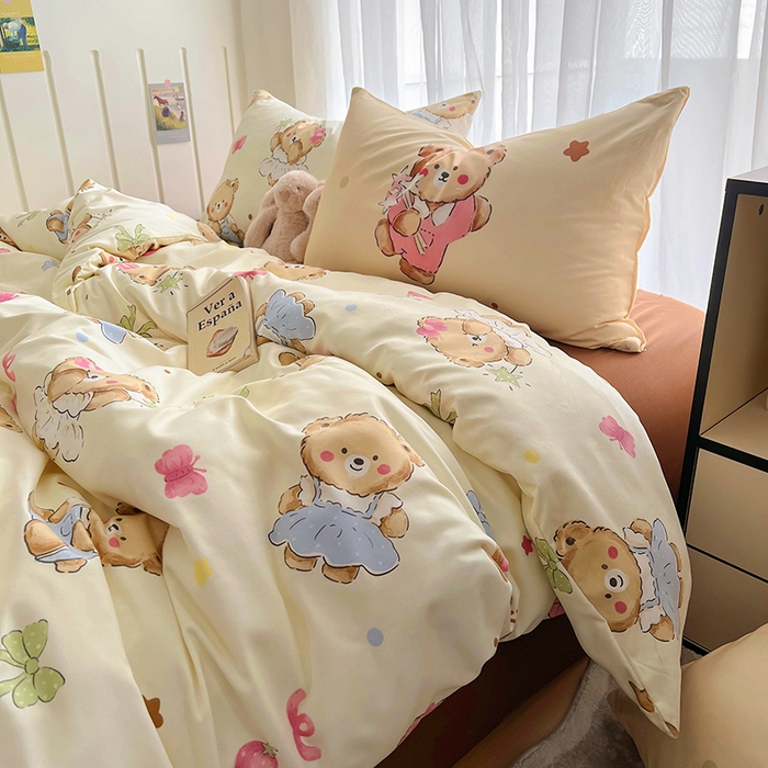 91家纺网 家纺一手货源 找家纺 春光里 2025新款水洗棉印花系列四件套 续写童话