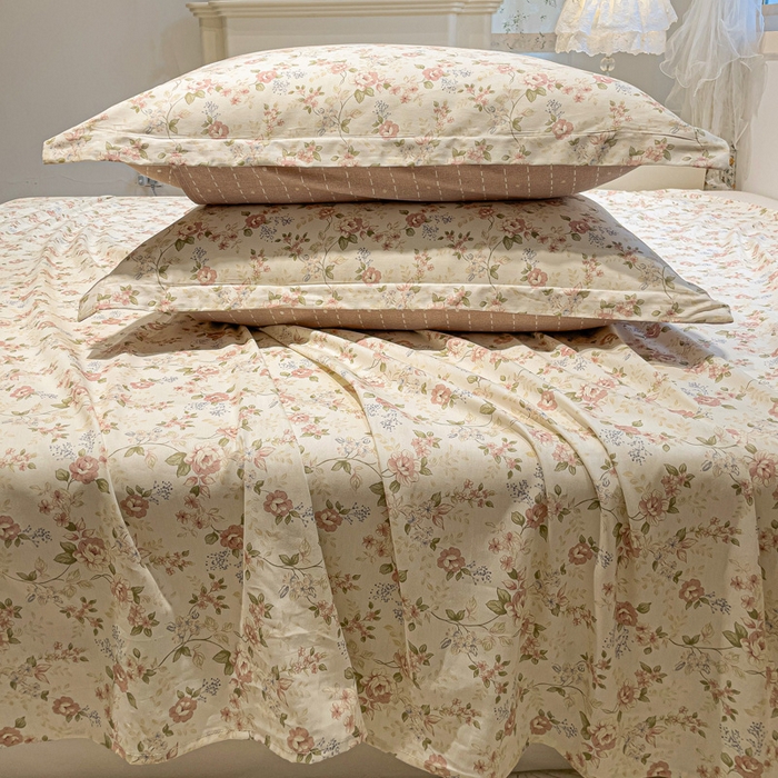 91家纺网 家纺一手货源 找家纺 2025春夏新款全棉花卉系列印花四件套 露丝