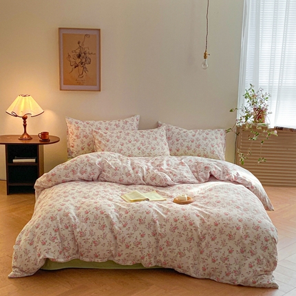 2025新款A类母婴级有氧全棉纯棉双层纱纯棉印花四件套 场景一 甜茶