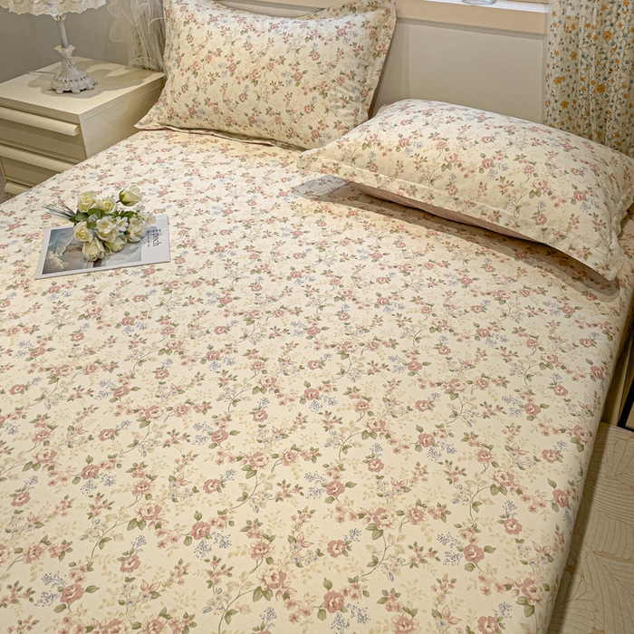 91家纺网 家纺一手货源 找家纺 2025春夏新款全棉花卉系列印花床单 露丝