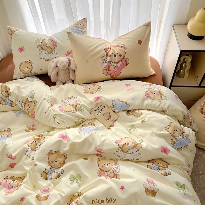 91家纺网 家纺一手货源 找家纺 春光里 2025新款水洗棉印花系列四件套 续写童话