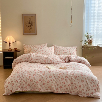 2025新款A类母婴级有氧全棉纯棉双层纱纯棉印花四件套 场景一 玫瑰