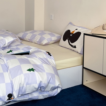 尺素 2025新款全棉印花活性A类纯棉数码四件套 森林小象