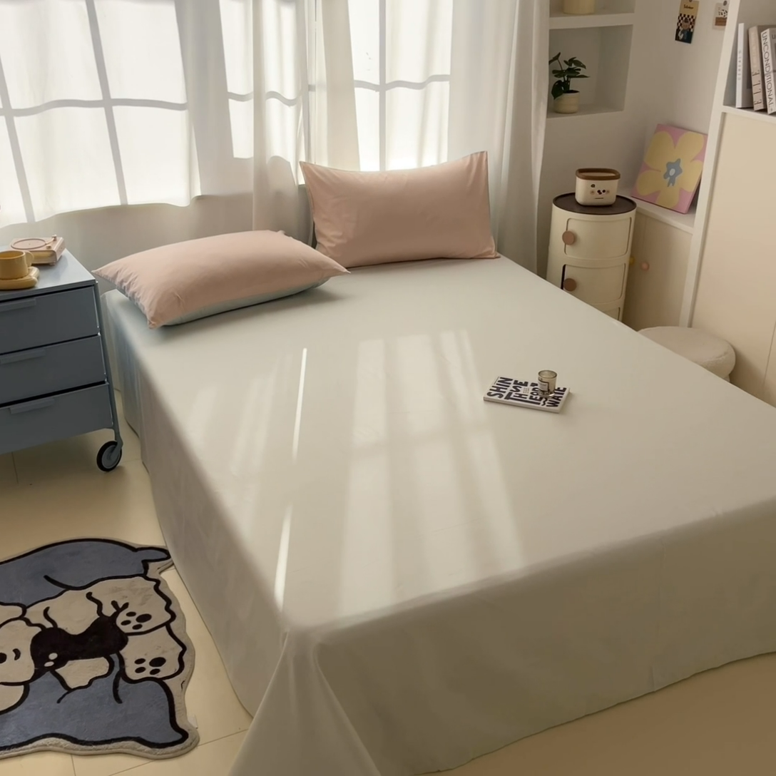 91家纺网 家纺一手货源 找家纺 泽西家纺+V17798841158发大图 2025新款A类全棉13376单品床单 云水绿