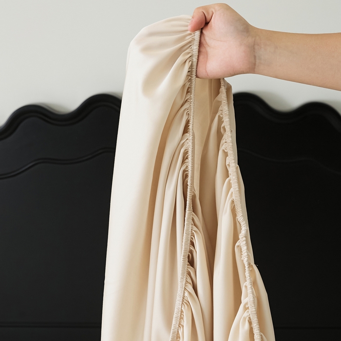 91家纺网 家纺一手货源 找家纺 EH家居 2025春夏天丝纯色单床笠 香槟咖