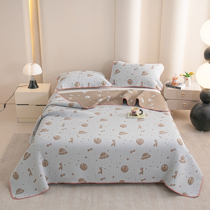 手艺人2025新款A类宝宝四季全棉提花双面可铺盖床盖榻榻米炕盖炕垫盖毯AC01-AC10 AC07灰