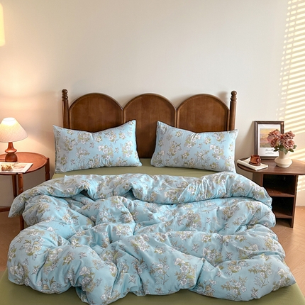 2025新款A类母婴级有氧全棉纯棉双层纱纯棉印花四件套 场景二 澜月