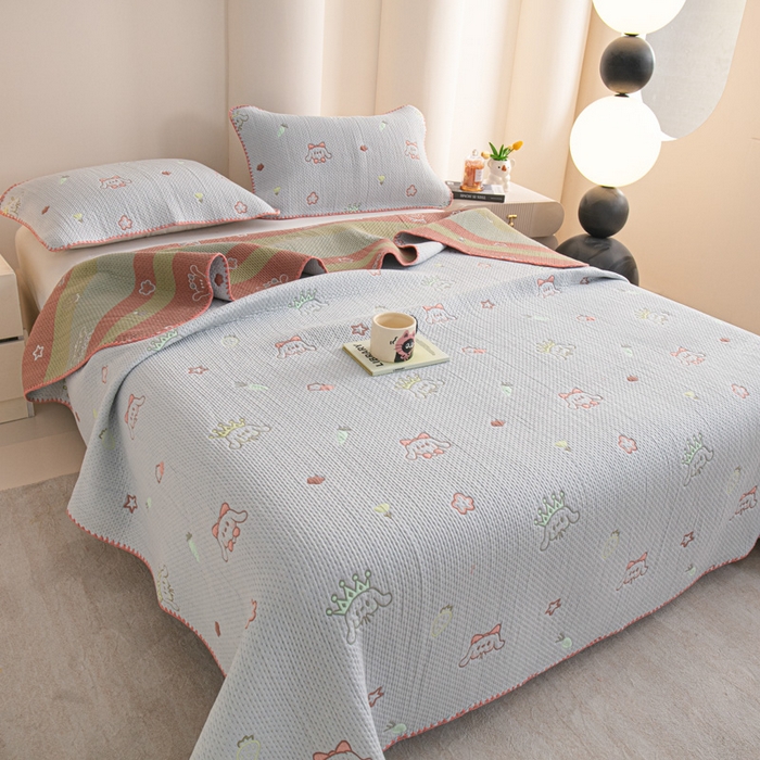 91家纺网 家纺一手货源 找家纺 手艺人2025新款A类宝宝四季全棉提花双面可铺盖床盖榻榻米炕盖炕垫盖毯AC01-AC10 AC09灰