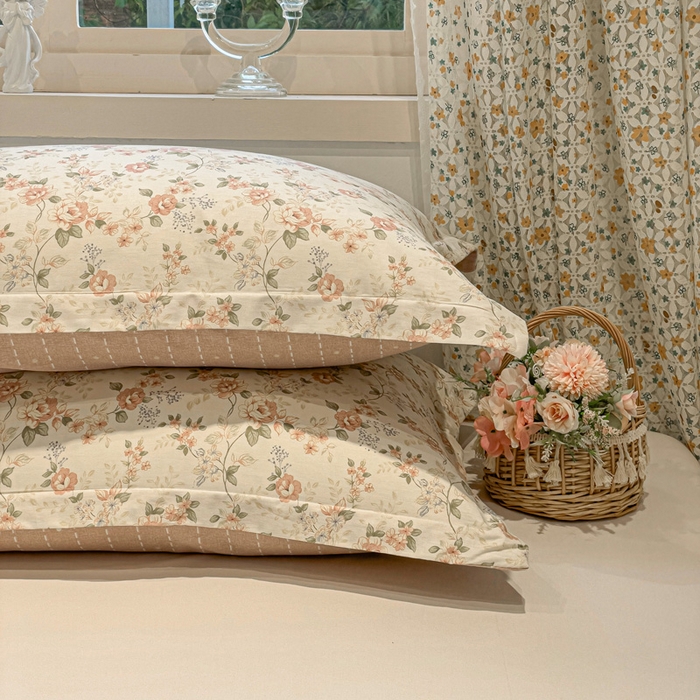 91家纺网 家纺一手货源 找家纺 2025春夏新款全棉花卉系列印花单枕套 露丝