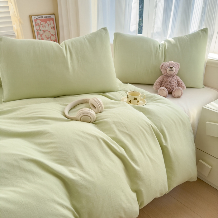 91家纺网 家纺一手货源 找家纺 （总）优佳优品 2024新款亲肤水洗棉纯色四件套