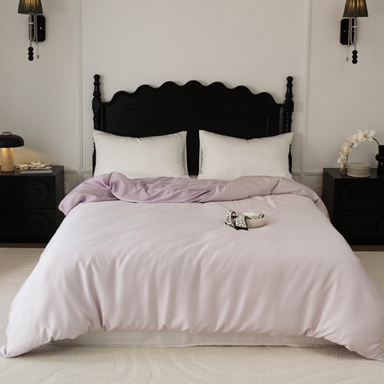 91家纺网 家纺一手货源 找家纺 EH家居 2025春夏天丝纯色单被套 梦幻粉+雪青紫