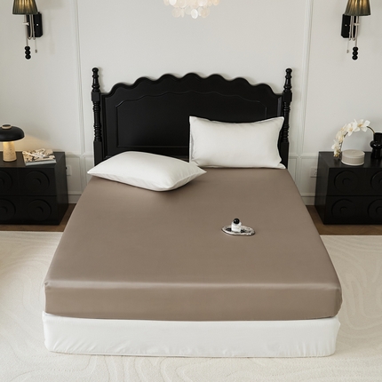 EH家居 2025春夏天丝纯色单床笠 深咖啡色