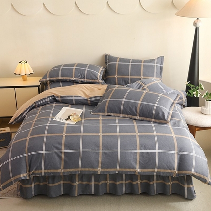 八十八家纺 2025新款全棉12868床裙款四件套米拉