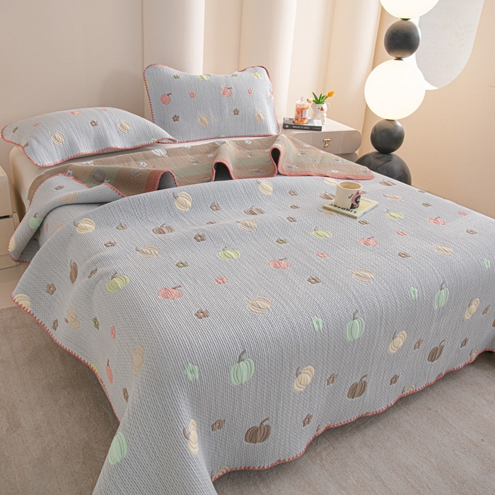 91家纺网 家纺一手货源 找家纺 手艺人2025新款A类宝宝四季全棉提花双面可铺盖床盖榻榻米炕盖炕垫盖毯AC01-AC10 AC08灰