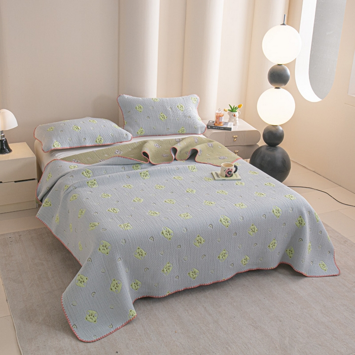 91家纺网 家纺一手货源 找家纺 手艺人2025新款A类宝宝四季全棉提花双面可铺盖床盖榻榻米炕盖炕垫盖毯AC01-AC10 AC06灰