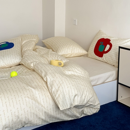 尺素 2025新款全棉印花活性A类纯棉数码四件套 CUPCUP-象牙白