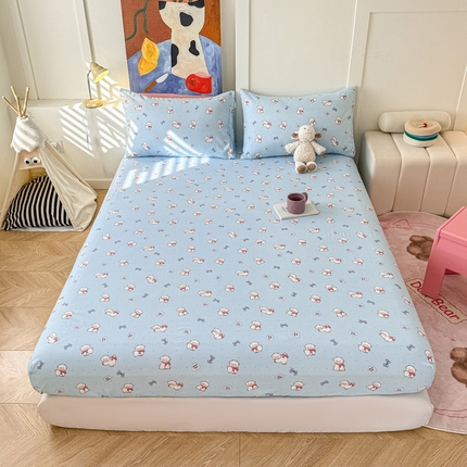 91家纺网 家纺一手货源 找家纺 （总）温眠 2025新款A类亲肤水洗棉可爱卡通印花床笠