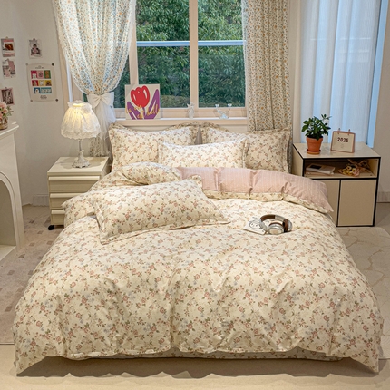 2025春夏新款全棉花卉系列印花四件套 露丝