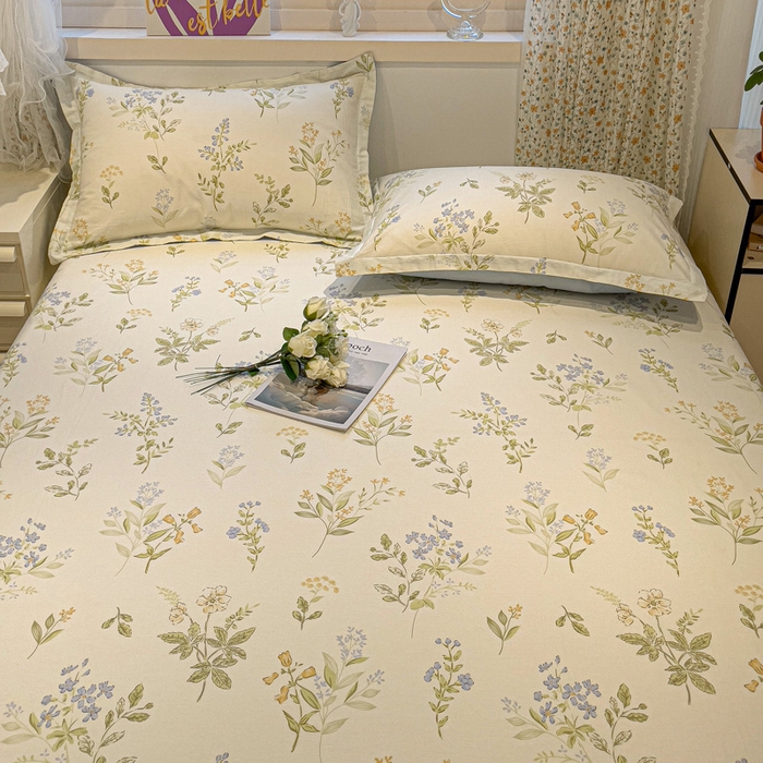 91家纺网 家纺一手货源 找家纺 2025春夏新款全棉花卉系列印花单床笠 沁园春