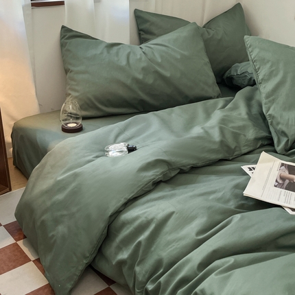 91家纺网 家纺一手货源 找家纺 （总）2025新款40支长绒棉ins美拉德色系纯色全棉四件套床笠极简三件套纯棉四件套系列--四件套
