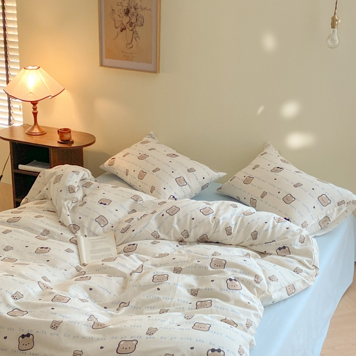 91家纺网 家纺一手货源 找家纺 2025新款A类母婴级有氧全棉纯棉双层纱纯棉印花四件套 场景一 海盐波波