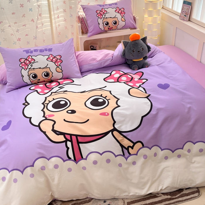 91家纺网 家纺一手货源 找家纺 金爱家 2025新款纯棉数码印花系列四件套 美羊羊公主