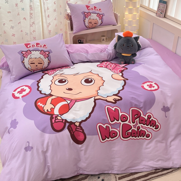 91家纺网 家纺一手货源 找家纺 金爱家 2025新款纯棉数码印花系列四件套 运动精灵