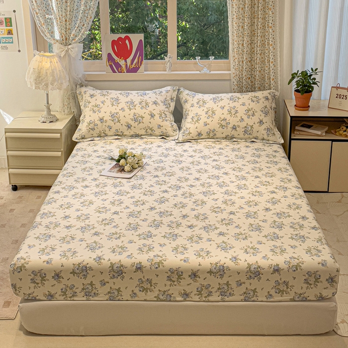 91家纺网 家纺一手货源 找家纺 （总）2025春夏新款全棉花卉系列印花单床笠