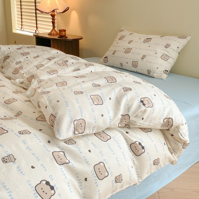 91家纺网 家纺一手货源 找家纺 2025新款A类母婴级有氧全棉纯棉双层纱纯棉印花四件套 场景一 海盐波波