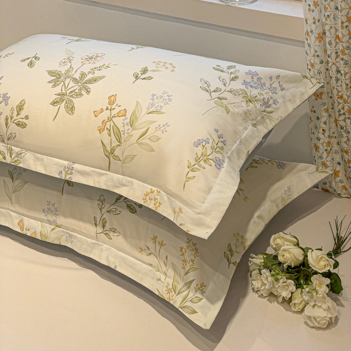 91家纺网 家纺一手货源 找家纺 2025春夏新款全棉花卉系列印花单枕套 沁园春