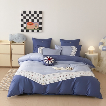 91家纺网 家纺一手货源 找家纺 （总）曼布缇 2025春夏新款100s长绒棉工艺款绣花四件套-启航（券后338/378/398/起）